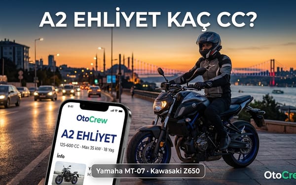 A2 sınıfı motosiklet ve sürücü kaskı