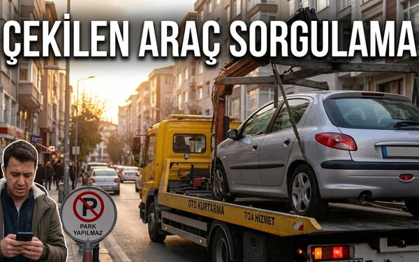 Çekilen araç sorgulama — çekici şehir caddesinde aracı kaldırırken