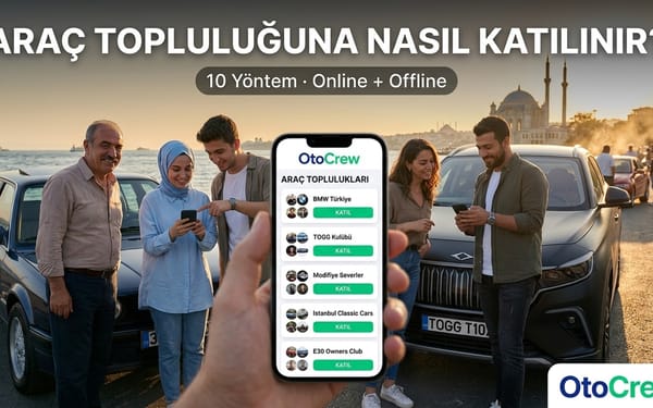 Araç tutkunları dış mekanda bir arada toplanmış