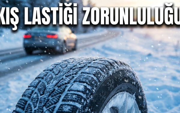 Kış lastiği zorunluluğu — karlı yolda kar tanesi sembollü kış lastiği