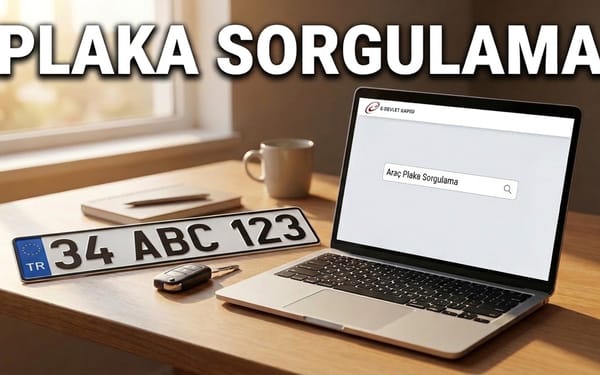 Plaka sorgulama — dizüstü bilgisayarda sorgulama ekranı ve Türk araç plakası