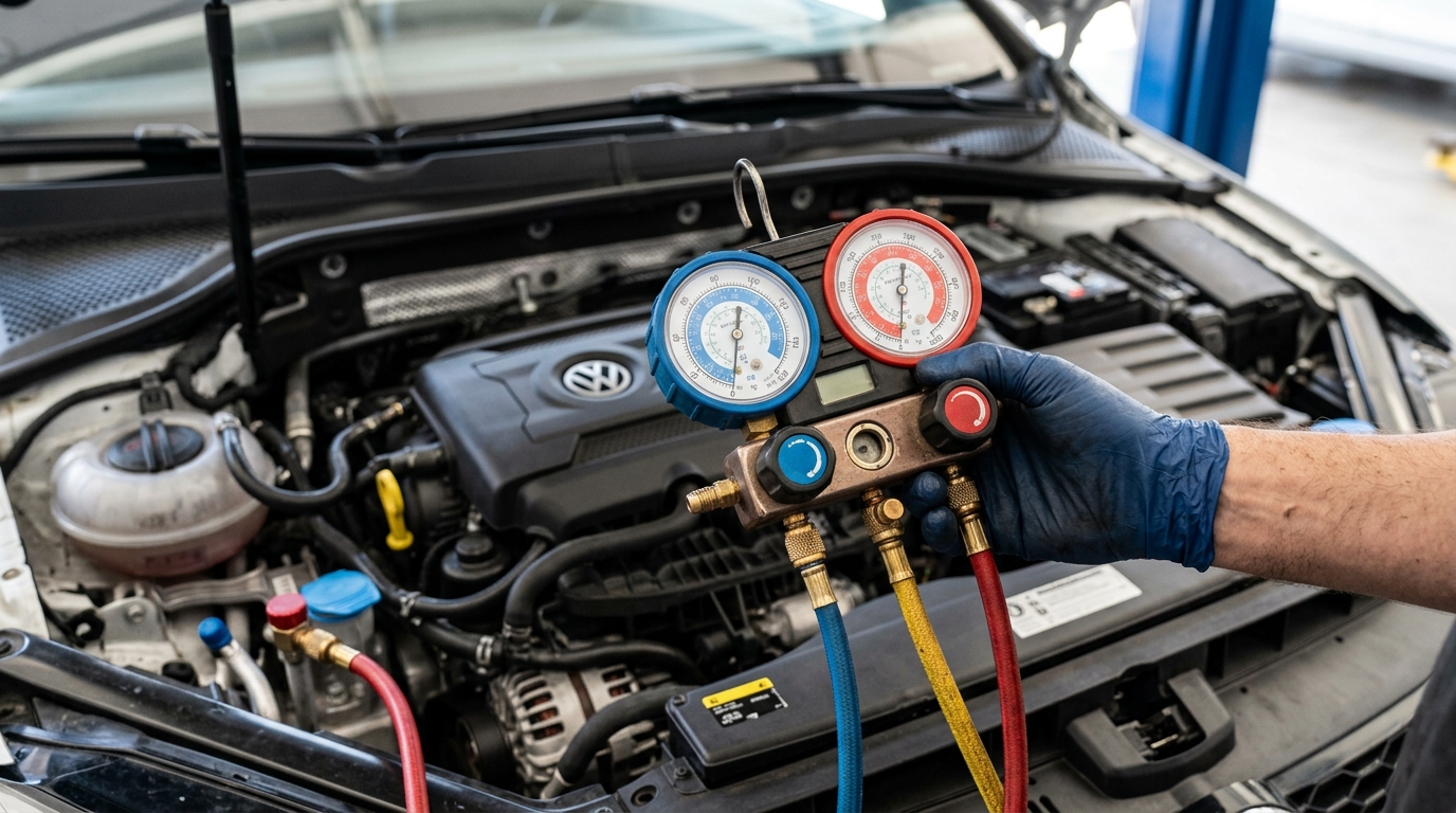 AC manifold gauge ile klima sistemi basınç ölçümü